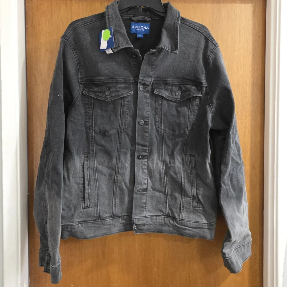 Men's Arizona Jean co Gray stretch denim jacket Large Ombre Gray
